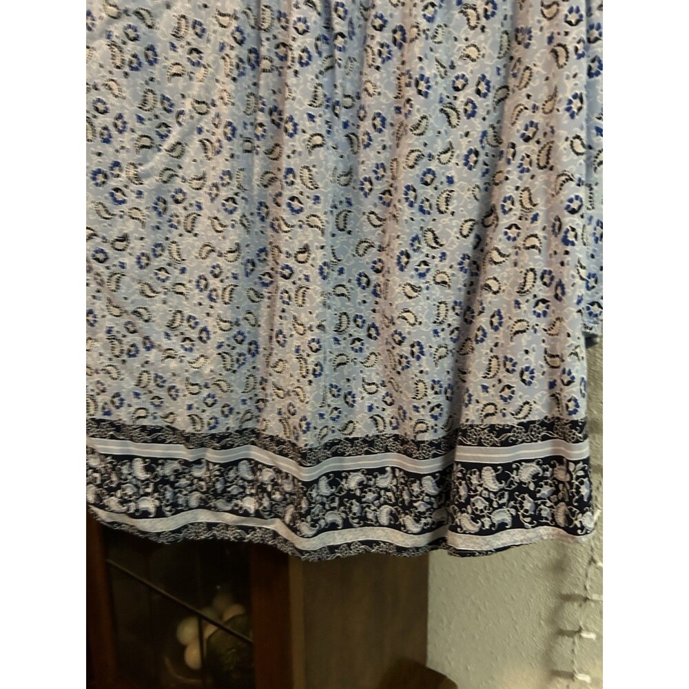 St John's Bay Blue Paisley Long Sleeve Pullover Blouse Size XXLT BoHo Peasant - Picture 4 of 10